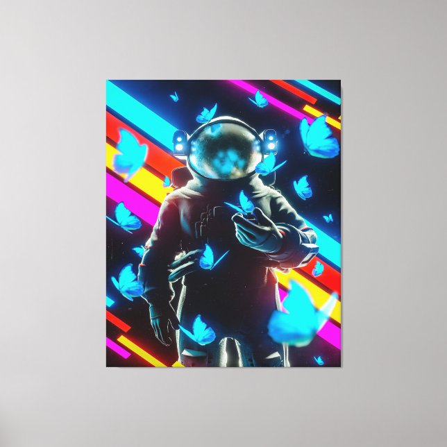 Blue Butterfly Design Colourful | Butterfly Art Canvas Print (Front)