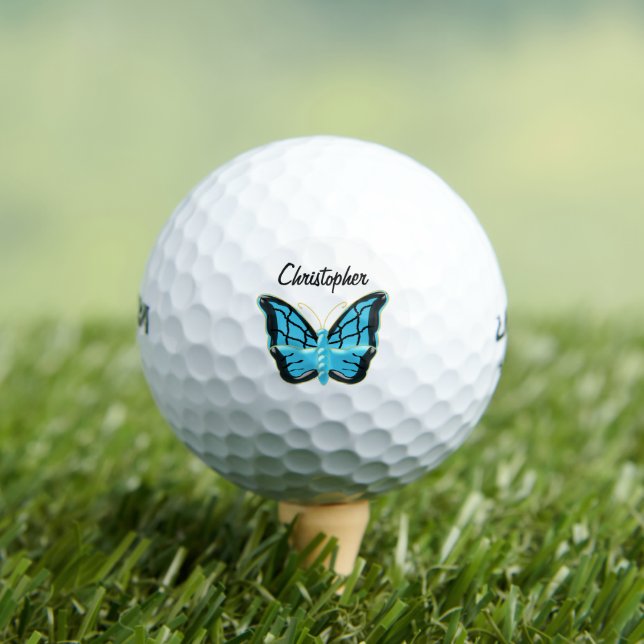 Blue Butterfly Design Golf Balls (Insitu Tee)