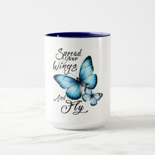 Blue Butterfly Design with Inspirational Flight  Mug