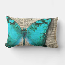 Blue butterfly, dictionary page, decorative