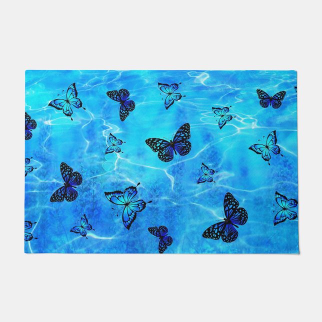 Blue Butterfly Doormat (Front)