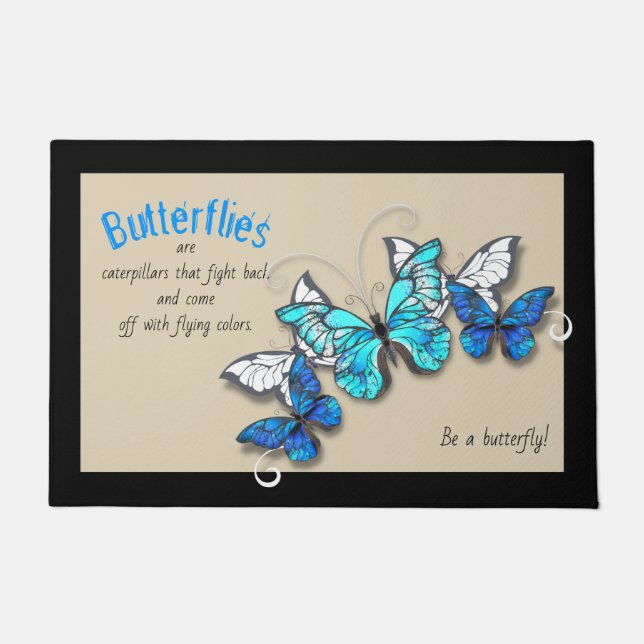 Blue Butterfly Doormat (Front)