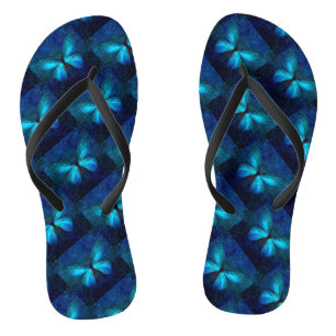 Blue Butterfly Flip Flops