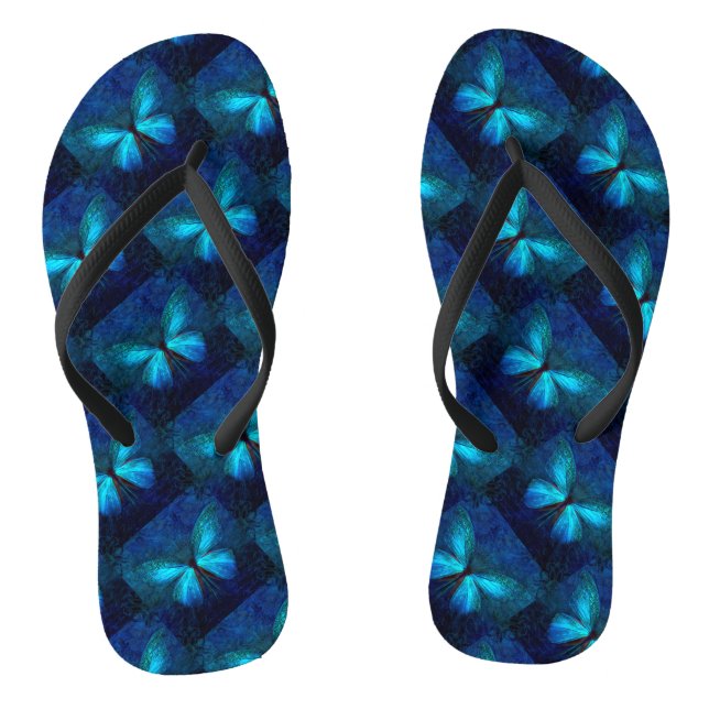 Blue Butterfly Flip Flops (Footbed)