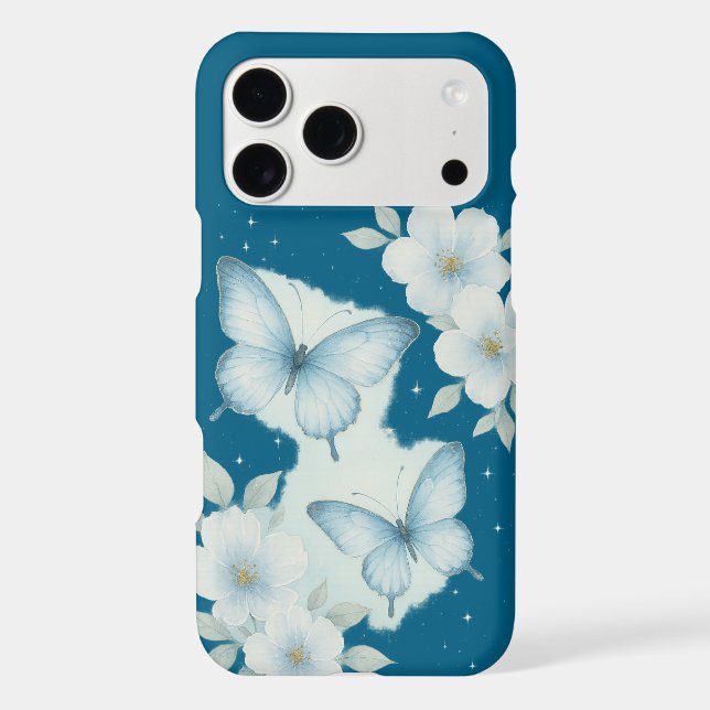 Blue Butterfly Floral Aesthetic Pattern (Back)