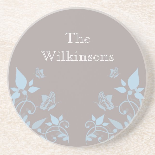 Blue Butterfly Floral Coaster (Front)