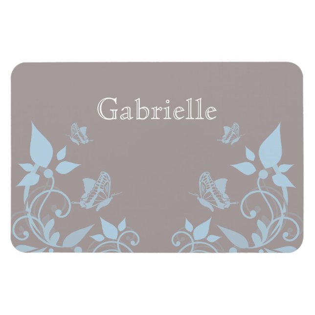 Blue Butterfly Floral Premium Magnet (Horizontal)