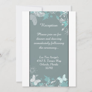 Blue Butterfly Floral Spring 3.5x7 Reception Card