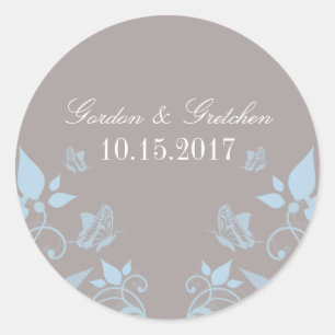 Blue Butterfly Floral Wedding Stickers