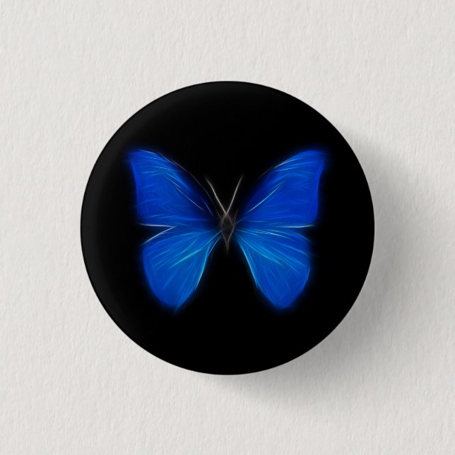 Blue Butterfly Flying Insect 1 Inch Round Button (Front)