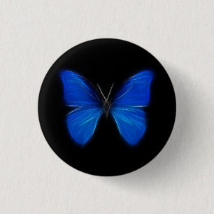 Blue Butterfly Flying Insect 1 Inch Round Button