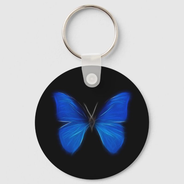 Blue Butterfly Flying Insect Keychain (Front)