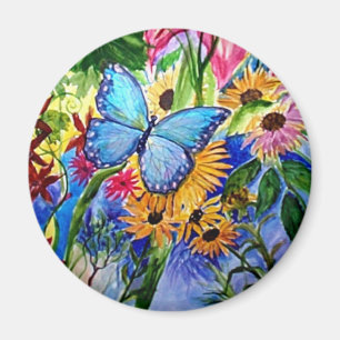 Blue Butterfly Garden Magnet