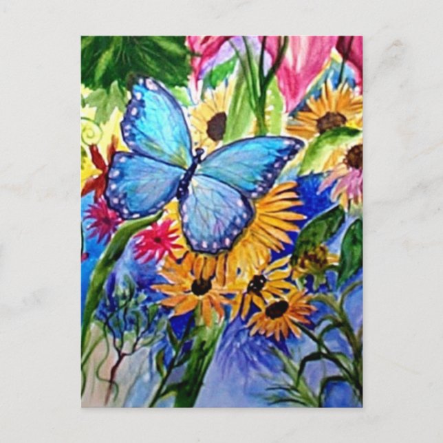 Blue Butterfly Garden Postcard (Front)