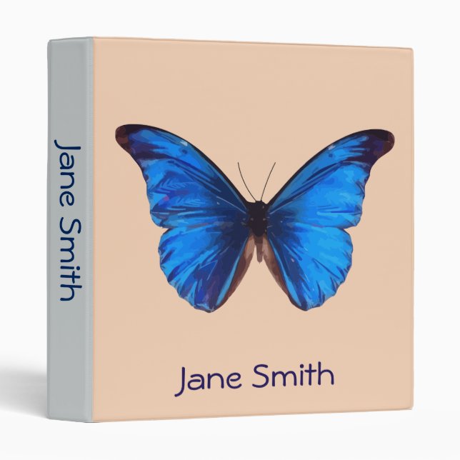 Blue butterfly girly cute art student folder binder (Front/Spine)