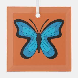 Blue Butterfly Glass Ornament