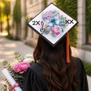 Blue Butterfly Graduation Cap Topper