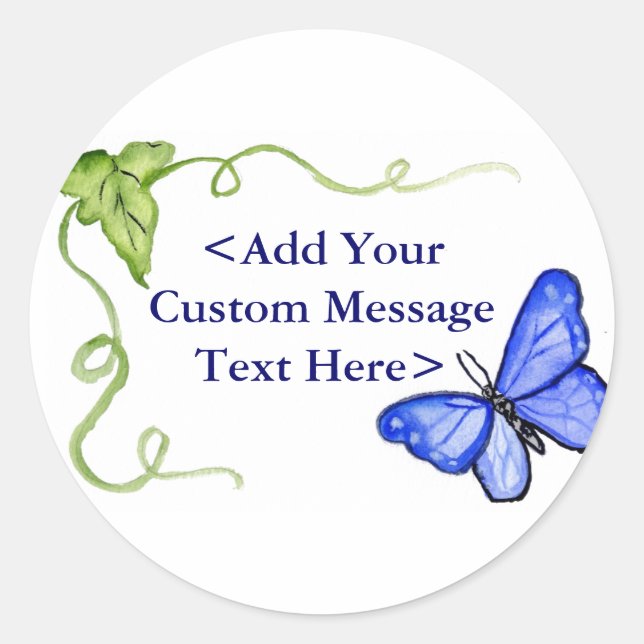 Blue Butterfly & Green Vine Label Stickers (Front)