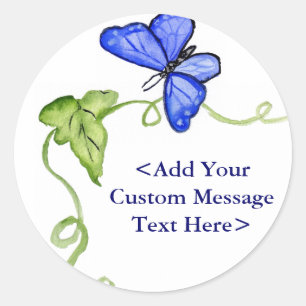 Blue Butterfly & Green Vine Label Stickers