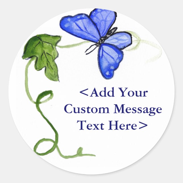 Blue Butterfly & Green Vine Label Stickers (Front)