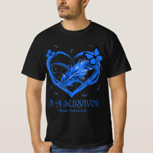 Blue Butterfly Heart I'm A Survivor Ataxia Awarene T-Shirt