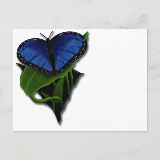 Blue Butterfly Heart Postcard (Front)