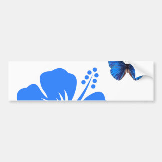 Blue Butterfly Hibiscus design Bumper Sticker