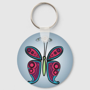 Blue butterfly illustration keychain