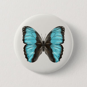 Blue Butterfly Insect Art Nature Lover 2 Inch Round Button