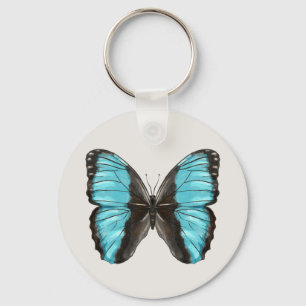 Blue Butterfly Insect Art Nature Lover Keychain