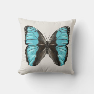 Blue Butterfly Insect Art Nature Lover Throw Pillow