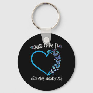 Blue Butterfly Just Cure It November diabetes awar Keychain