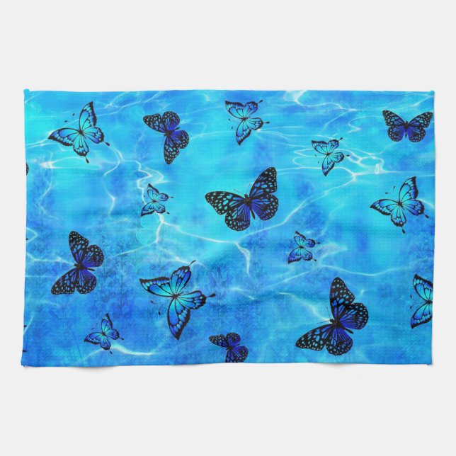 Blue Butterfly Kitchen Towel (Horizontal)