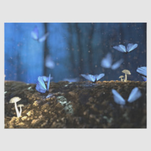 Blue Butterfly Landscape Decoupage Tissue Paper