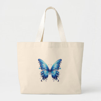 blue butterfly large tote bag