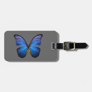 blue butterfly luggage tag