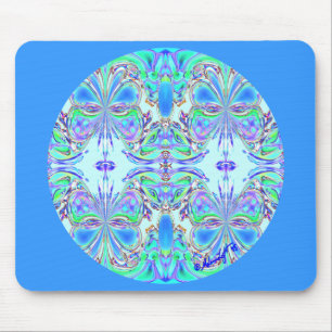 "Blue Butterfly Mandala" Mousepad
