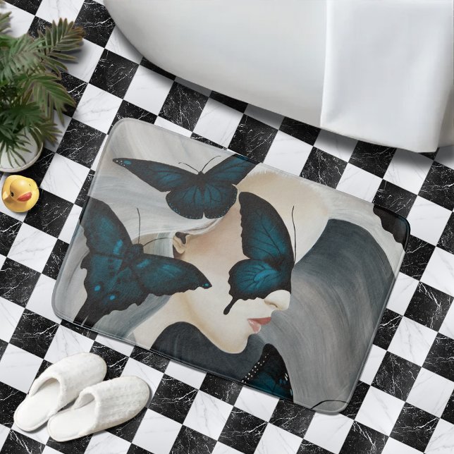 Blue Butterfly Masquerade Bath Mat (Creator Uploaded)