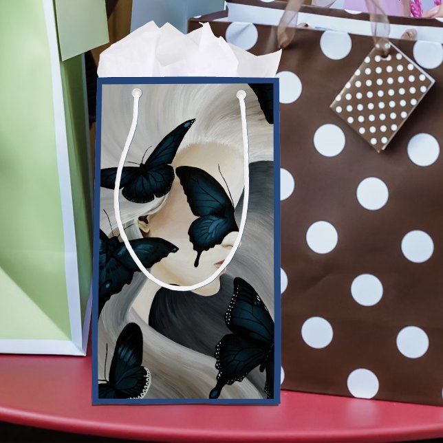 Blue Butterfly Masquerade Elegant Fantasy Small Gift Bag (Creator Uploaded)