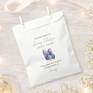 Blue Butterfly Memorial Funeral Seed Favour Bag