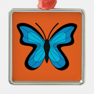 Blue Butterfly Metal Ornament