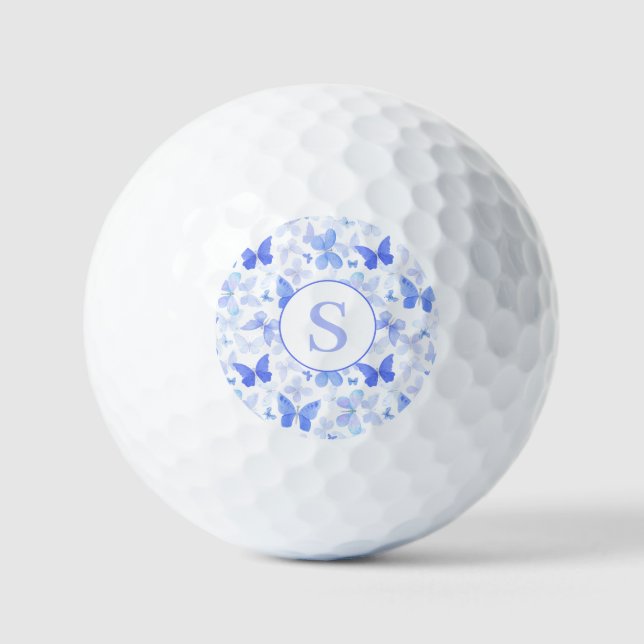 Blue Butterfly Monogram  Golf Balls (Front)