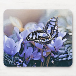 Blue Butterfly Mouse Pad