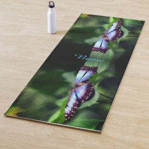 Blue Butterfly Nature Close Up Personalized Yoga Mat