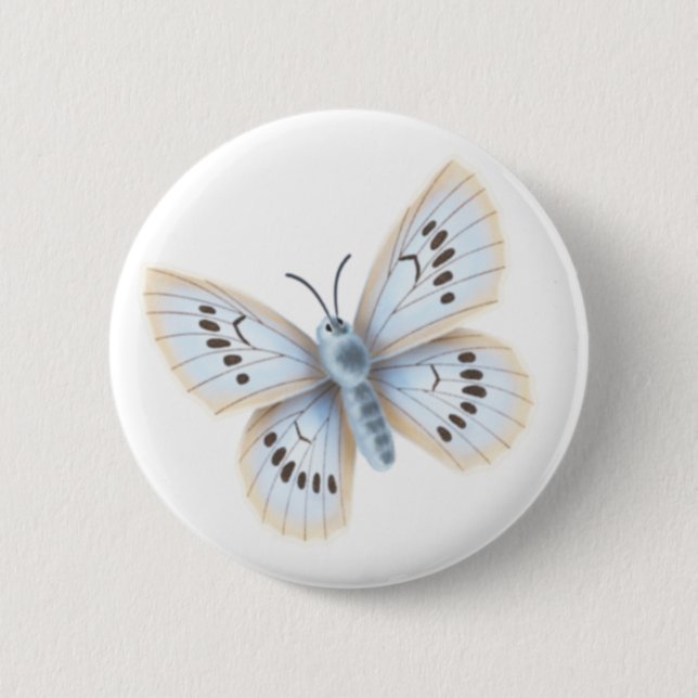 Blue Butterfly Nature Garden Insect 2 Inch Round Button (Front)