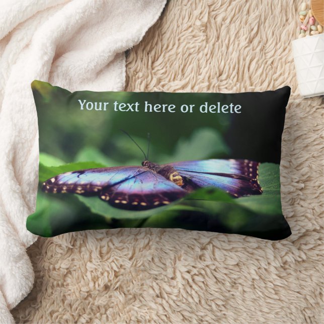 Blue Butterfly Nature Personalized Lumbar Pillow (Blanket)