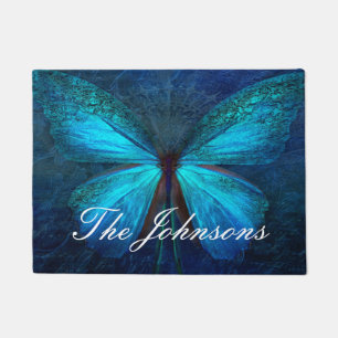 Blue Butterfly of Joy & Luck Doormat