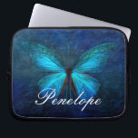 Blue Butterfly of Joy & Luck Laptop Sleeve<br><div class="desc">Blue butterflies symbolize joy,  good fortune,  love and  a magical entity upon which wishes come true,  like a shooting star does :) 

Customize to your liking (even delete all text if you wish).</div>