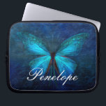 Blue Butterfly of Joy & Luck Laptop Sleeve<br><div class="desc">Blue butterflies symbolize joy,  good fortune,  love and  a magical entity upon which wishes come true,  like a shooting star does :) 

Customize to your liking (even delete all text if you wish).</div>