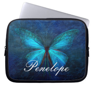 Blue Butterfly of Joy & Luck Laptop Sleeve